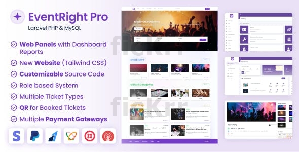 EventRight Pro - Ticket Sales and Event Booking & Management System with Website & Web Panels (SaaS)